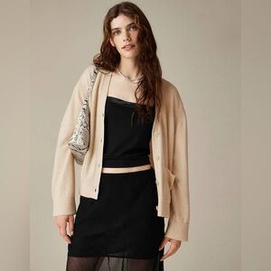 J. Crew Women's Cashmere Light Beige Cardigan Sweater